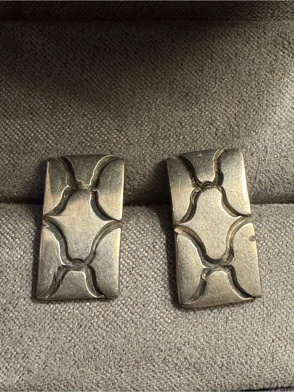 Vintage Taxco Mexico 925 Sterling Silver Modernist Geometric Stud Earrings
